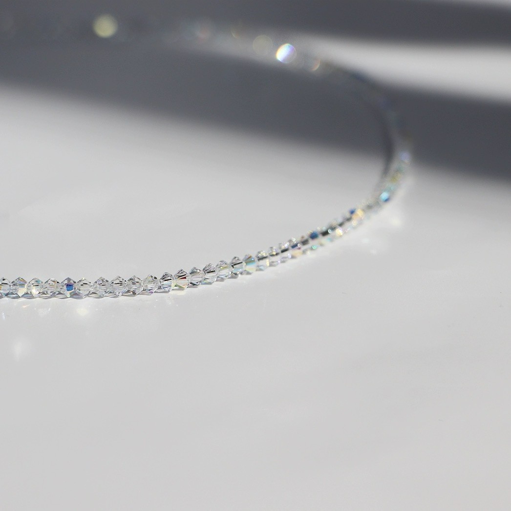 Ultra Sparkly AB Crystal Anklet Delicate Rainbow Faceted Foot Jewelry for Women