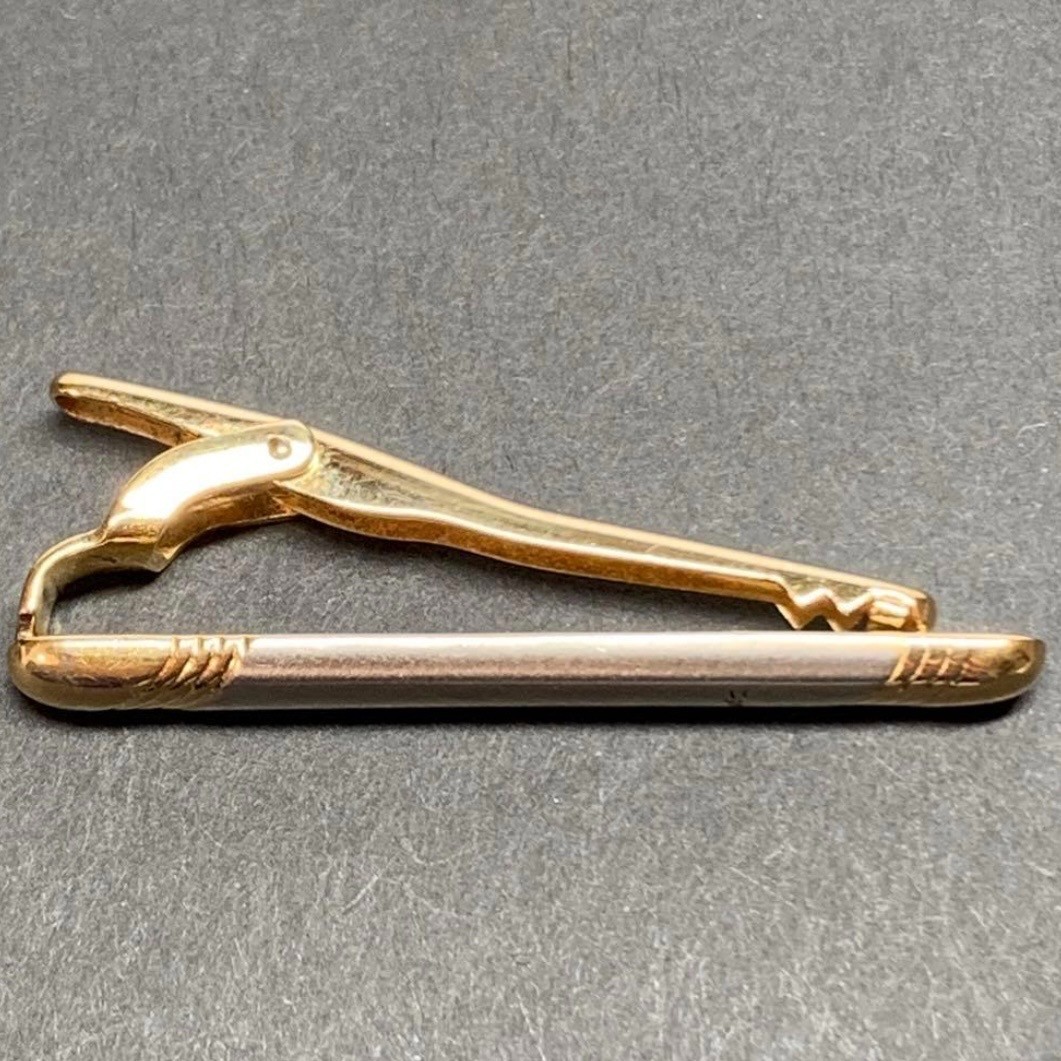 Yves Saint Laurent Tie Clip Bar Gold Silver Tone Mens Accessory Excellent⁠
