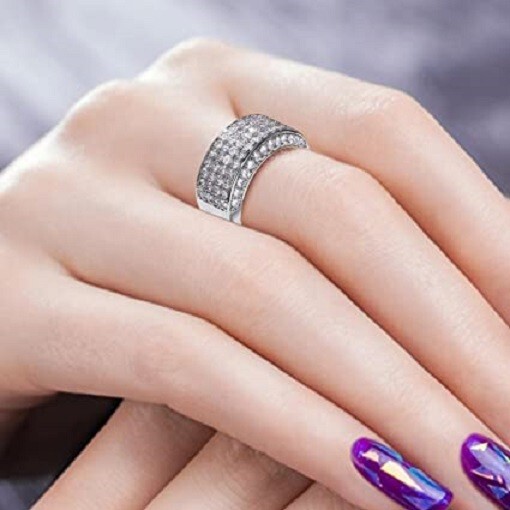 Hip Hop Ring For Christmas Gift 3.1 CT CZ Heavy Engagement Band Silver Plated