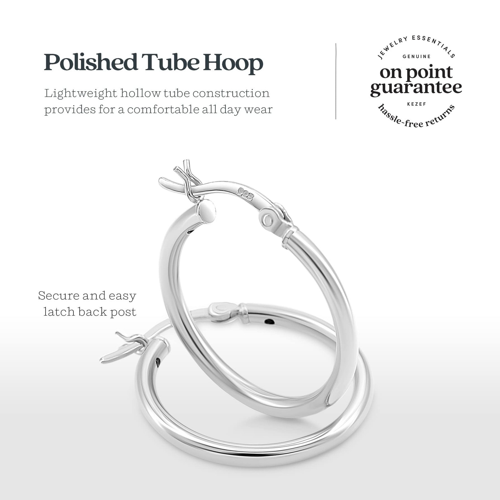 Kezef 2mm 925 Sterling Silver Hoop Earrings for Women| Hypoallergenic Lightwe…