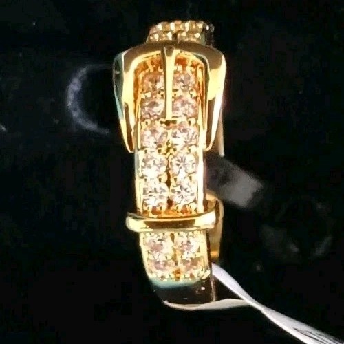Platella Fine Jewelry Ring Zircon Buckle Band Gold Plated Pave Size 8