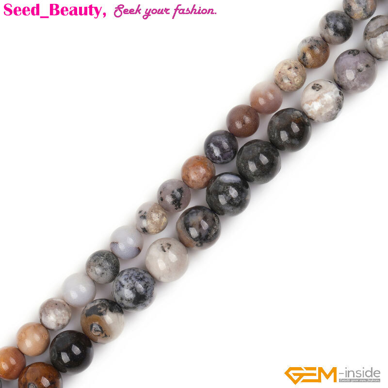 Natural American Amethyst Sage Jasper Stone Beads For Jewelry Making 15” Round