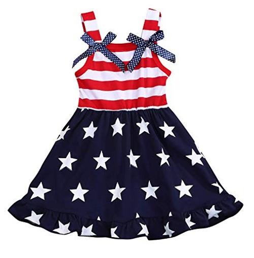 Goodplayer Toddler Kids Baby Girls 4th of July Outfit Straps 12-18 Months Red