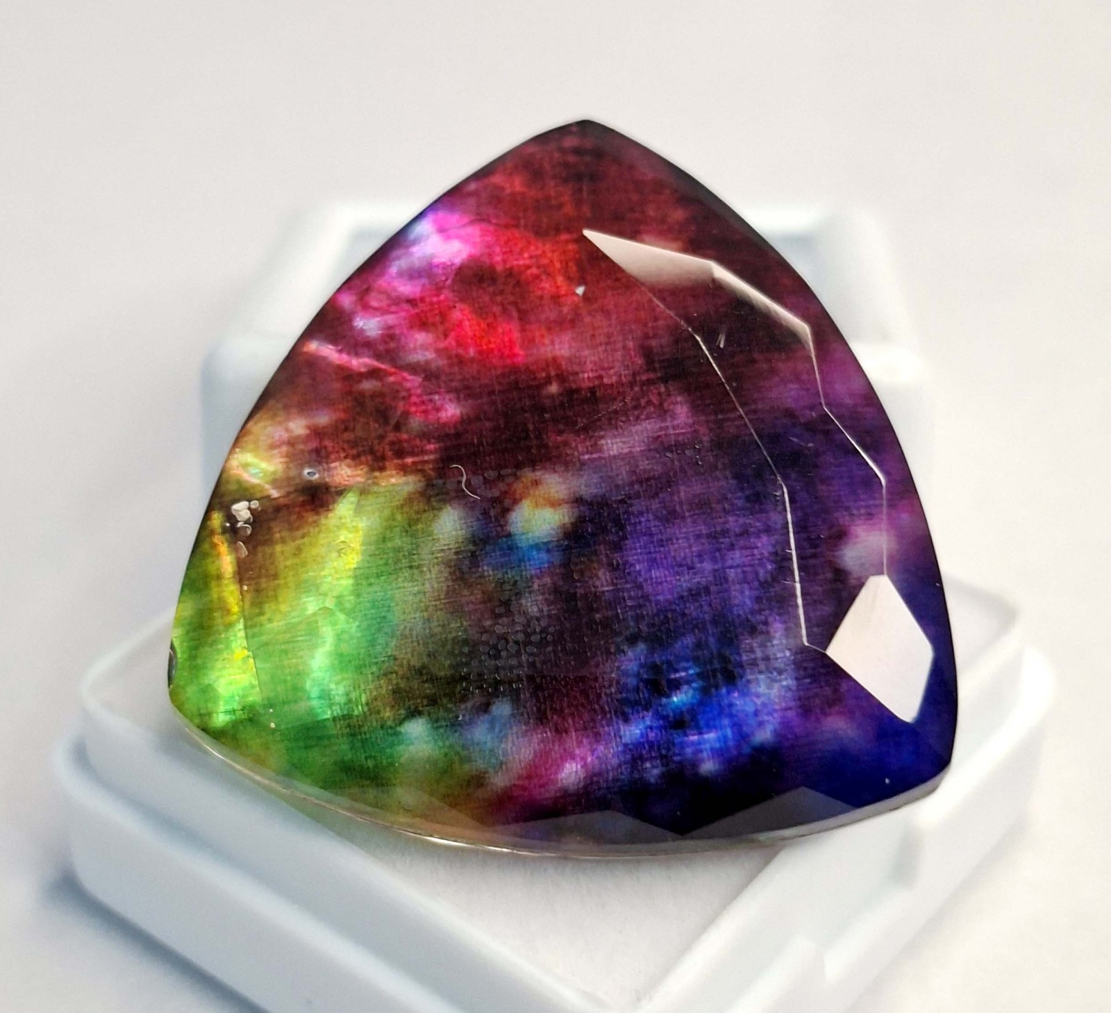 Doublet Trillion Cut Natural 46-48 Ct Ammolite Certified Loose Gemstone RK875