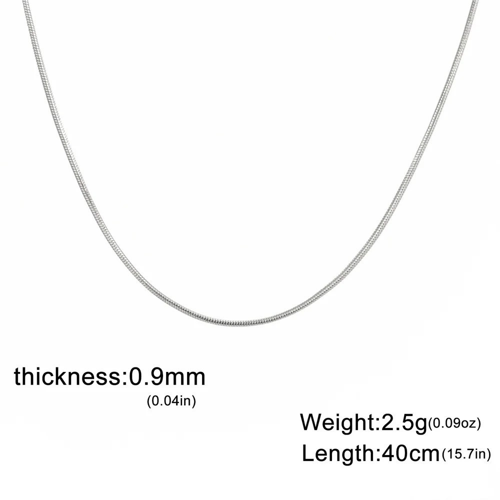 Stainless Steel Snake Chain Necklace 0.9-1.5mm Choker Link Men Women Gift