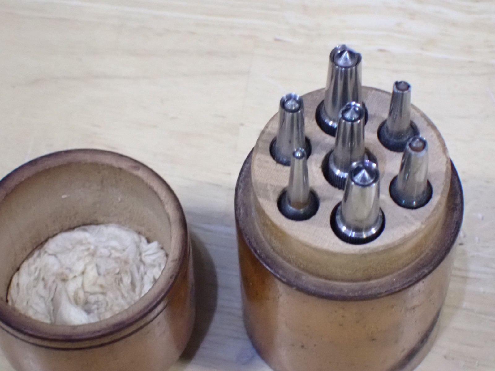 7 Unbranded Watchmakers Hole Closing Punches with Grooved Handles very good