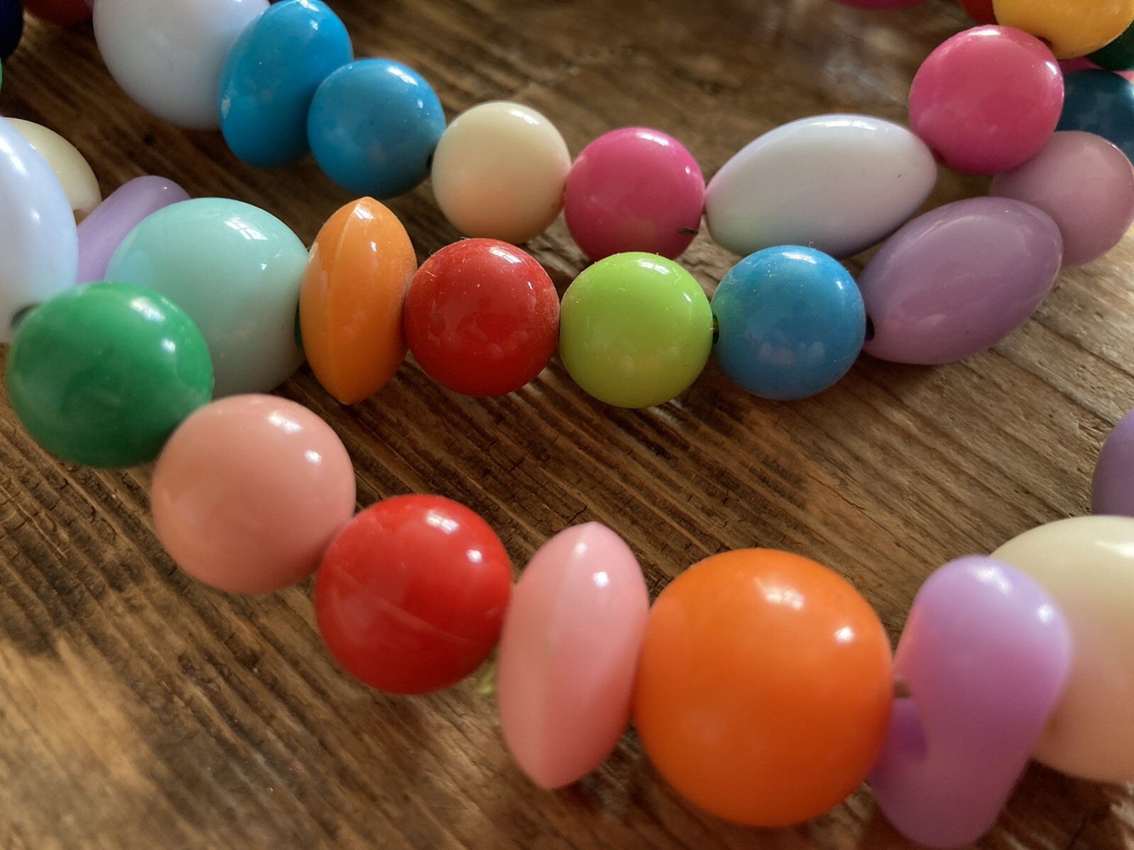 Multi Colour Glossy Long Single Strand Festival Statement Necklace – No Metal