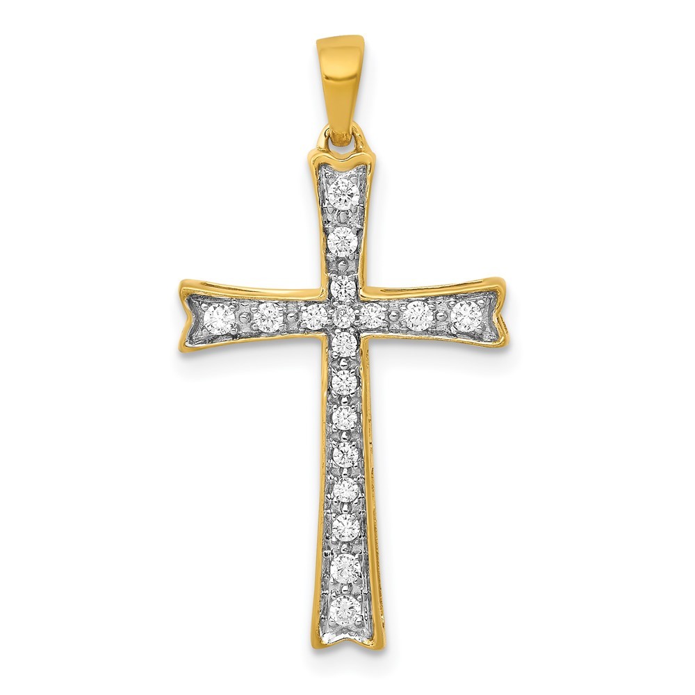 14k Yellow Gold 1/5 carat Lab Grown Diamond Complete Cross Pendant 1.24gm