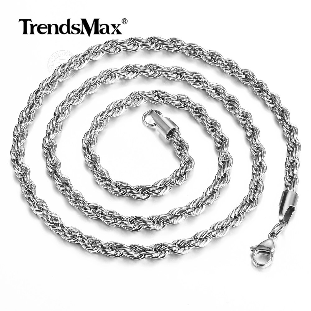 Silver Stainless Steel Link Chain Curb Byzantine Wheat Rope Box Necklace Unisex