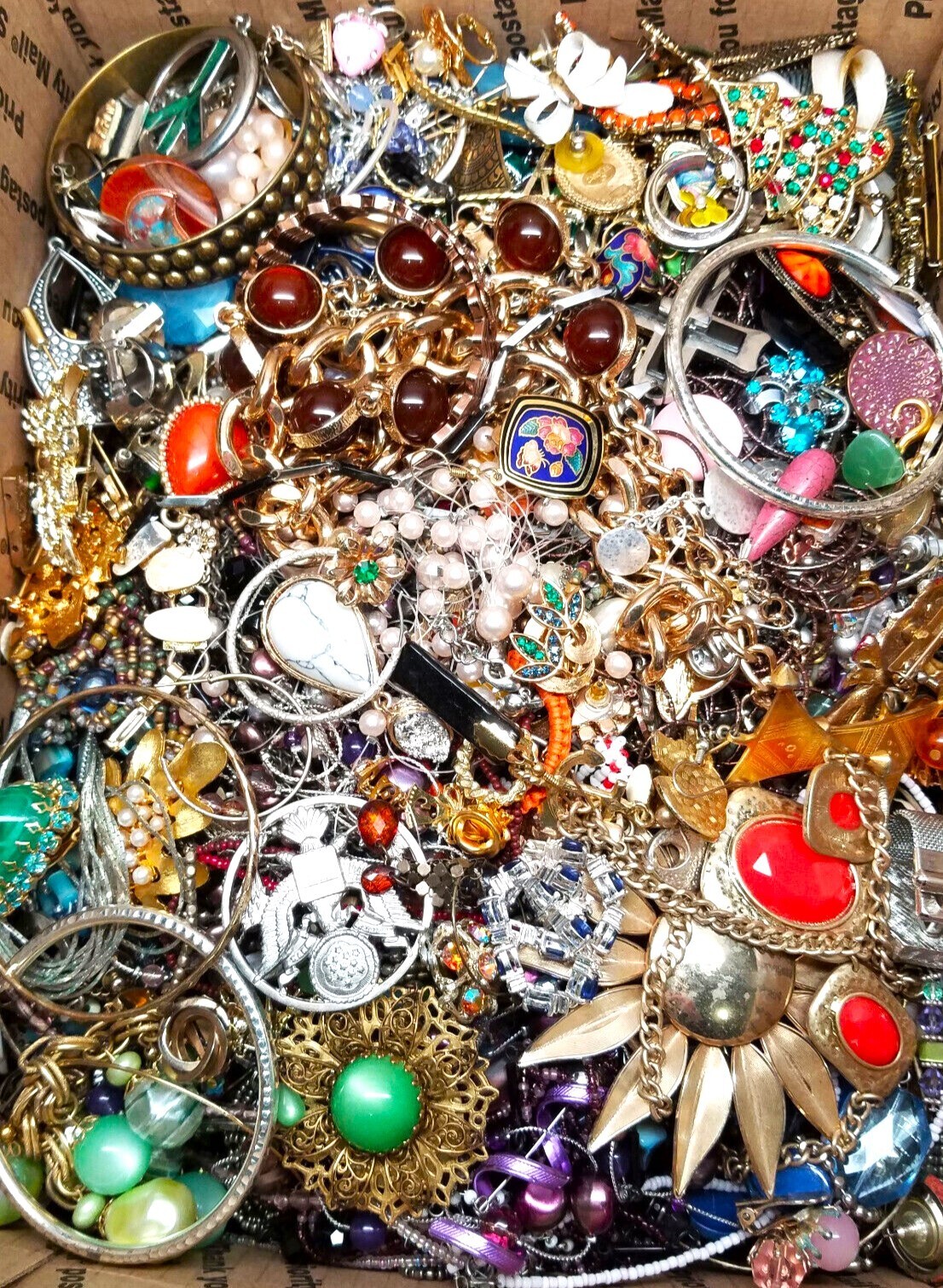 3 Poun Unsearched Jewelry Lot VTG & Now Junk & Wear & Resell Craft FUN Free Ship