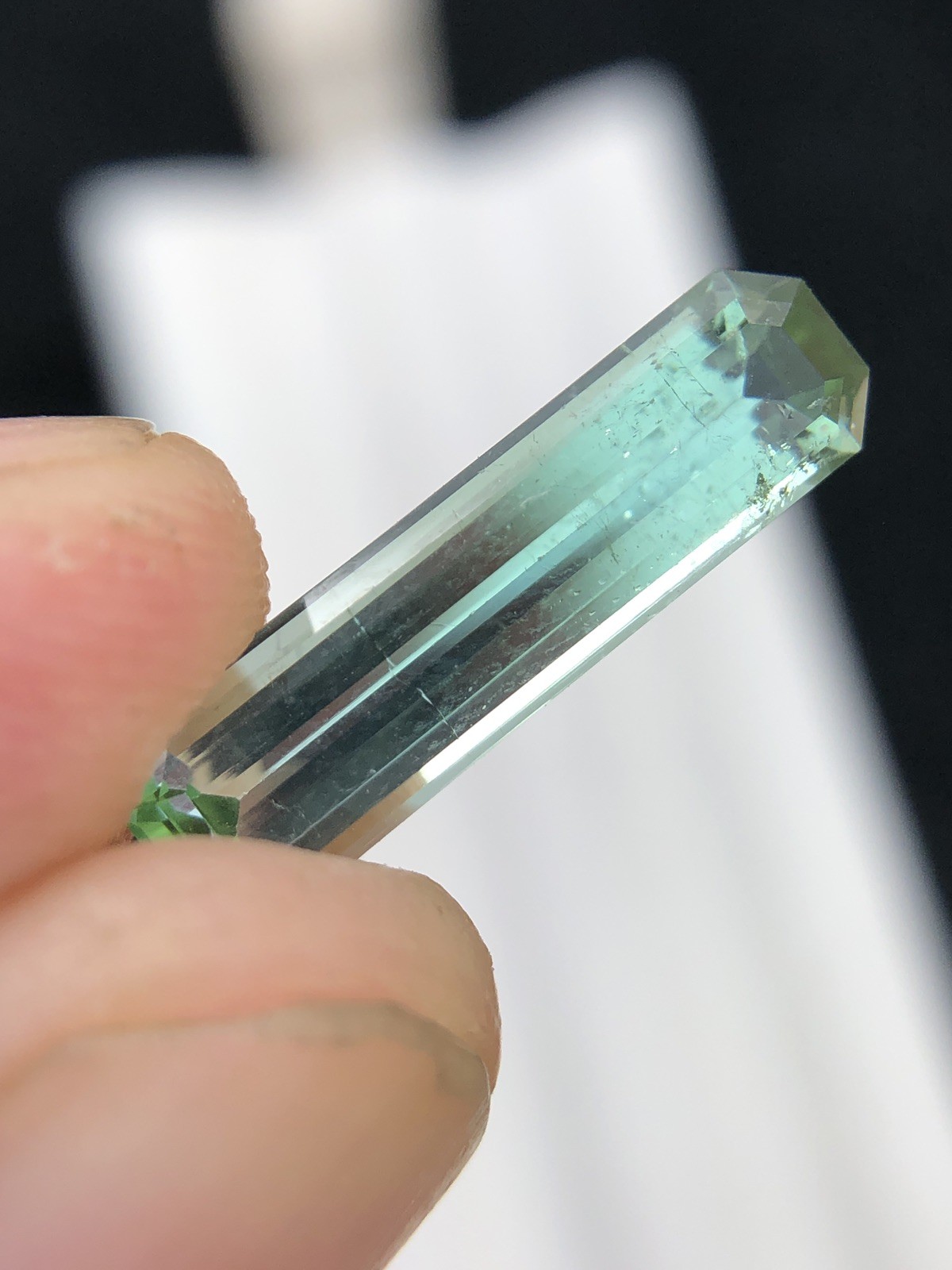2.70 Ct Natural Seafoam Tourmaline Long Emerald Cut Slightly Included