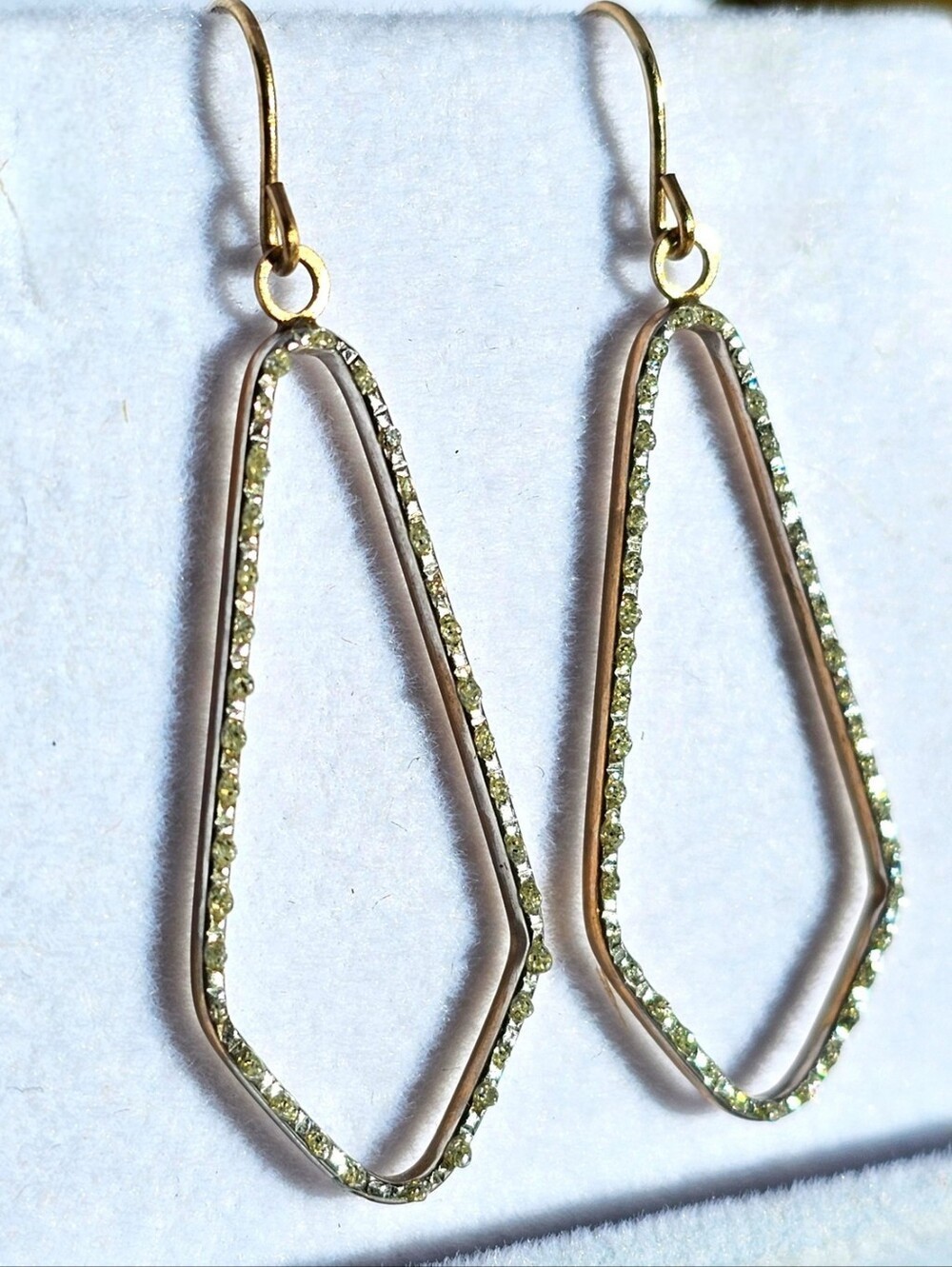 10k Gold Diamond Drop Geometric Dangle Earrings
