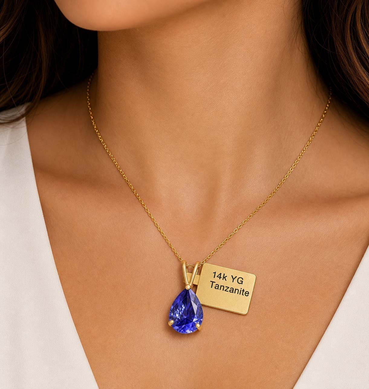 AAA TANZANITE 2.05 Cts PENDANT SOLID 14K YELLOW GOLD – MADE IN USA – Free Chain