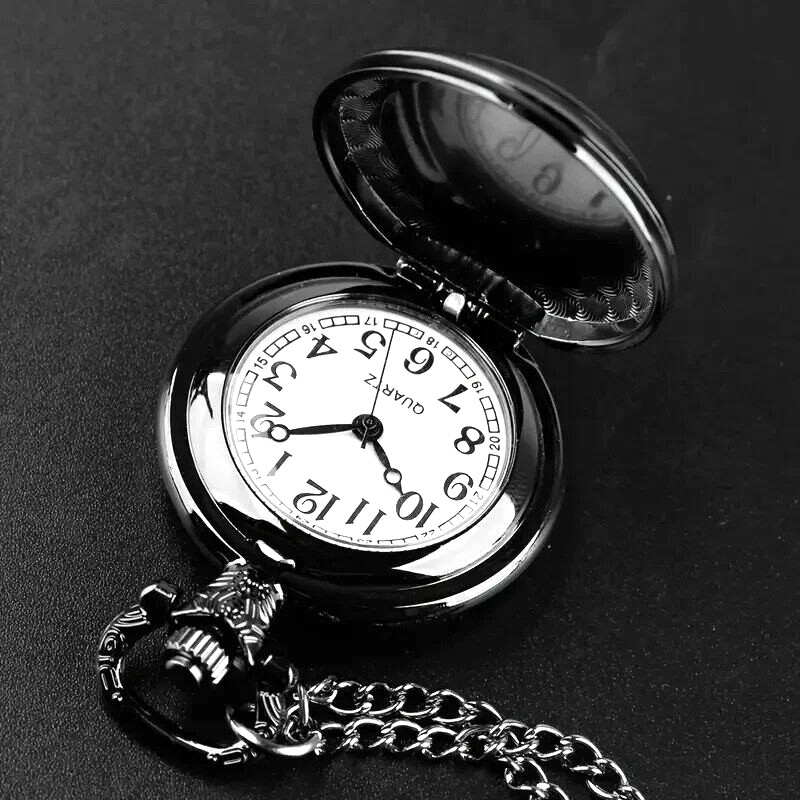 NEW 1.4″ Love & Roses Vintage-ish Quartz Pocket Watch, Black Necklace Chain .6w