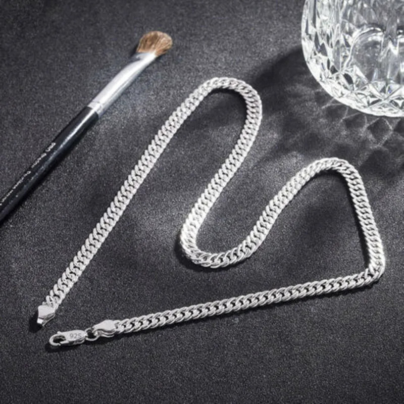 Width 6MM Chain 925 Sterling Silver Necklaces for Women Men Charm