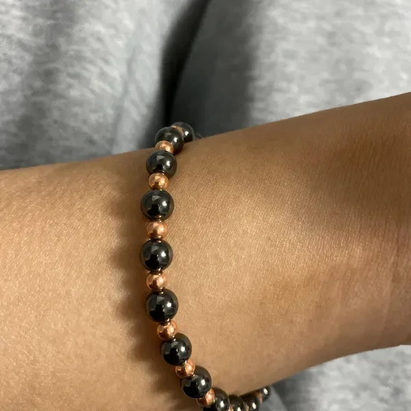 Genuine Copper Magnetic Hematite Stretch Bracelet Healing Protective Grounding