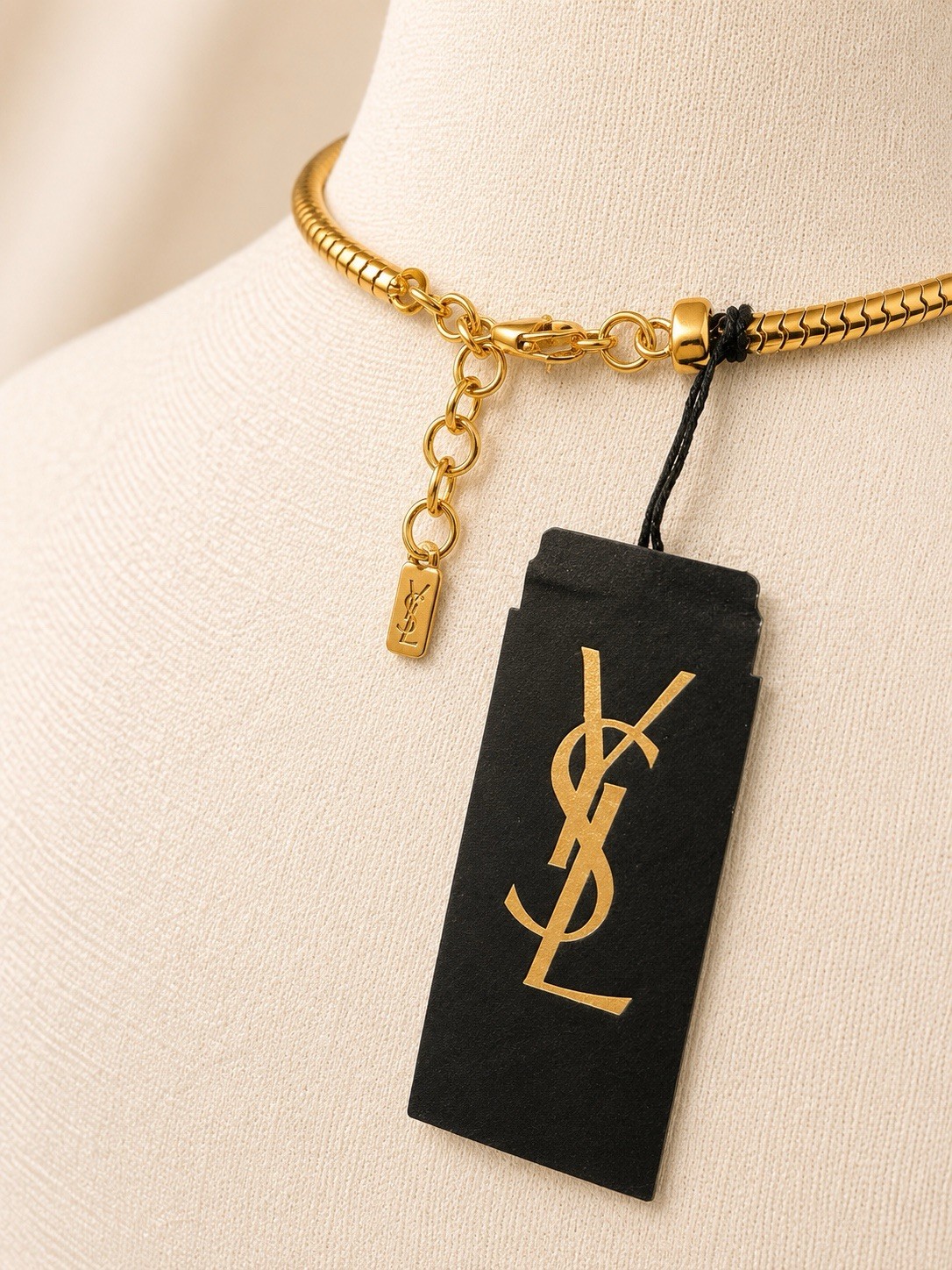 Vtg Yves Saint Laurent YSL Gold Baroque Heart Necklace And Earring Set NWT