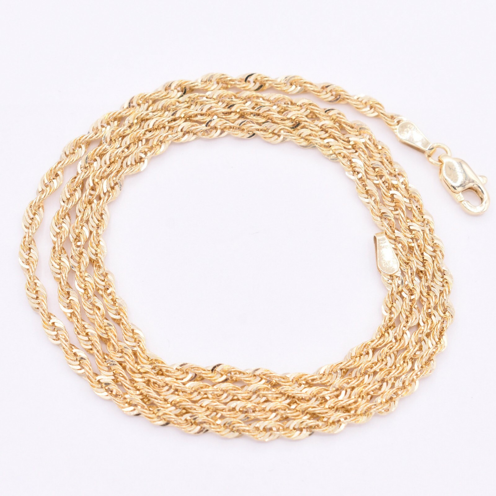2.5mm Twisted Rope Chain Necklace Real 10K Yellow Gold ALL SIZES