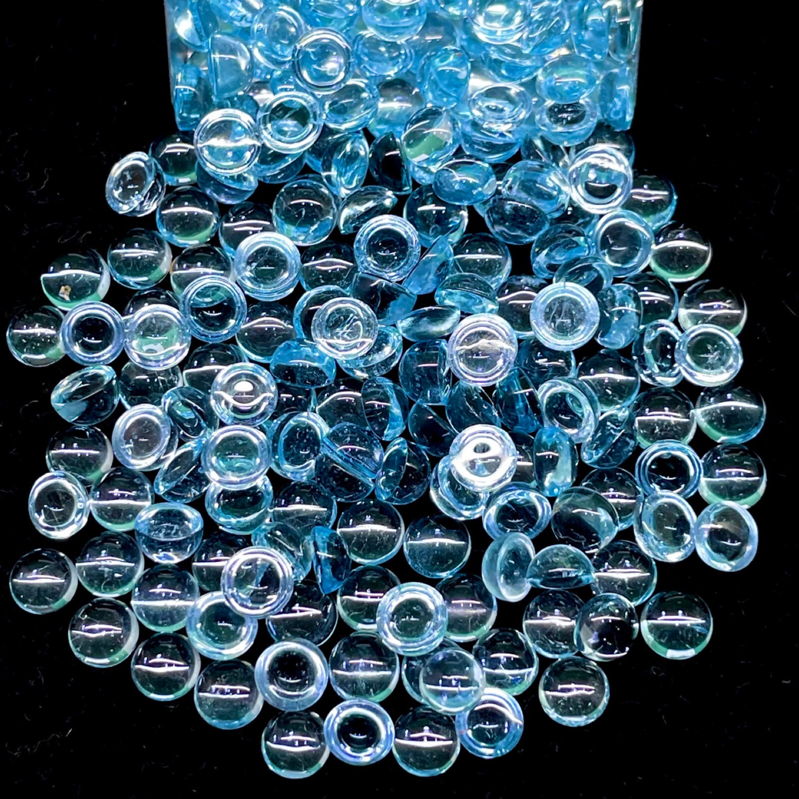 40 Pcs Natural Sky Blue Topaz 4.7-5mm Round Shape Loose Cabochon Gemstones Lot