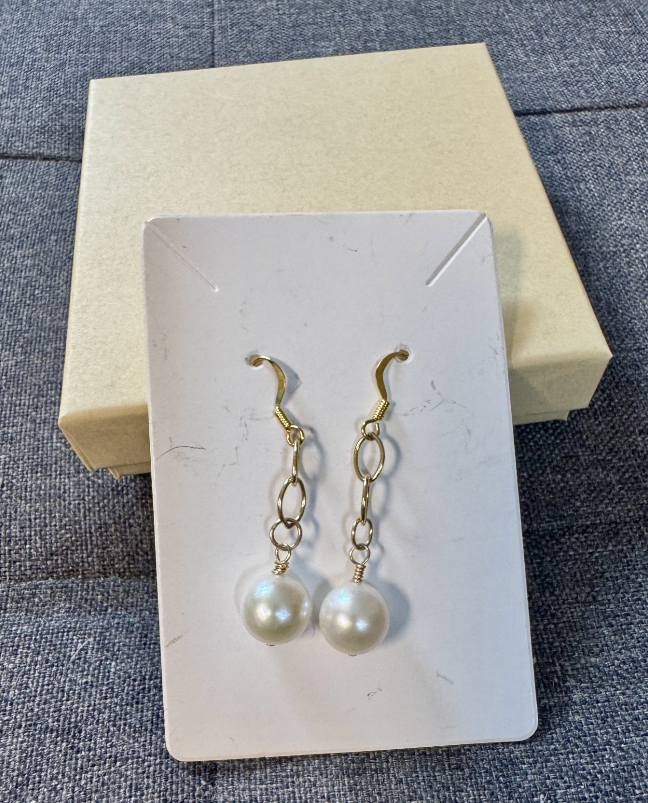 Handcrafted Earrings USA Artist Gold filled Genuine Cultured Freshwater Pearls
