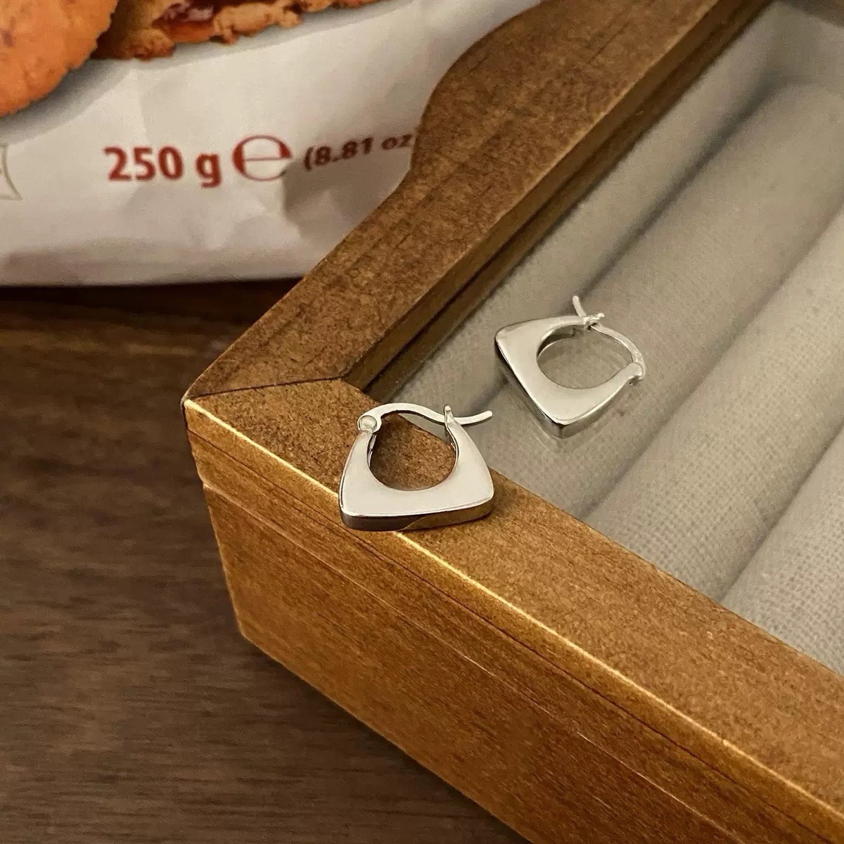 925 Silver Trapezoid Hoop Earrings Minimalist Geometric Huggie Earrings 439