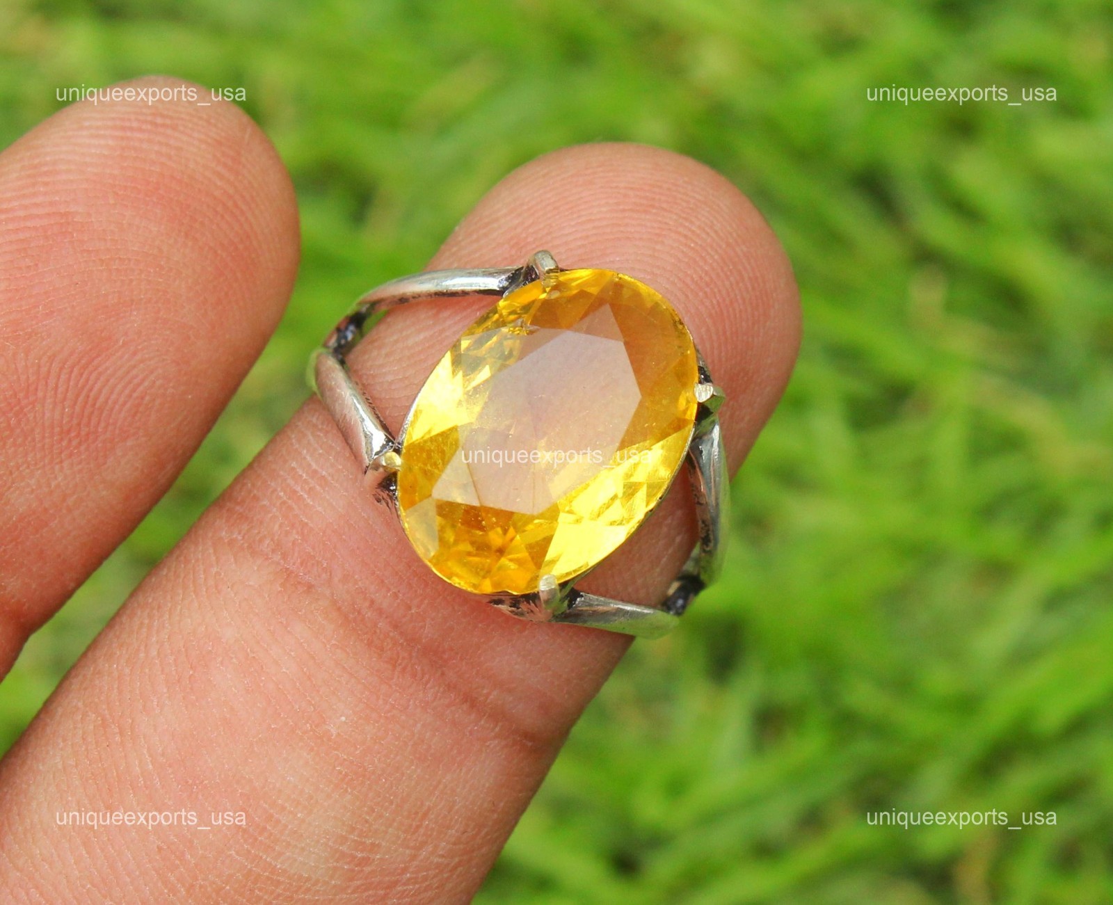 Daughters Day Sale 925 Sterling Silver Citrine Gemstone Not Applicable Band Ring