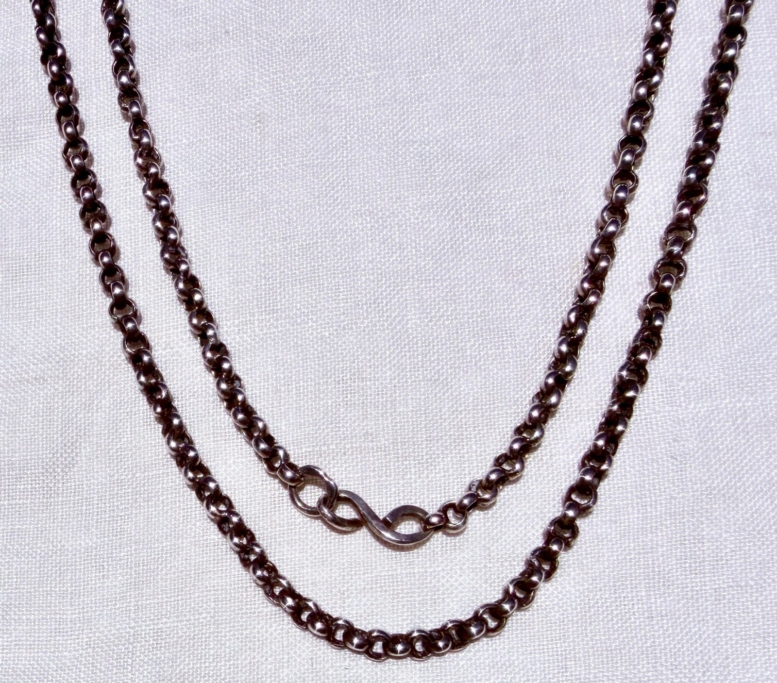 Antique Victorian Sterling Silver ROLO or BELCHER Necklace Chain ~ 29 1/2″