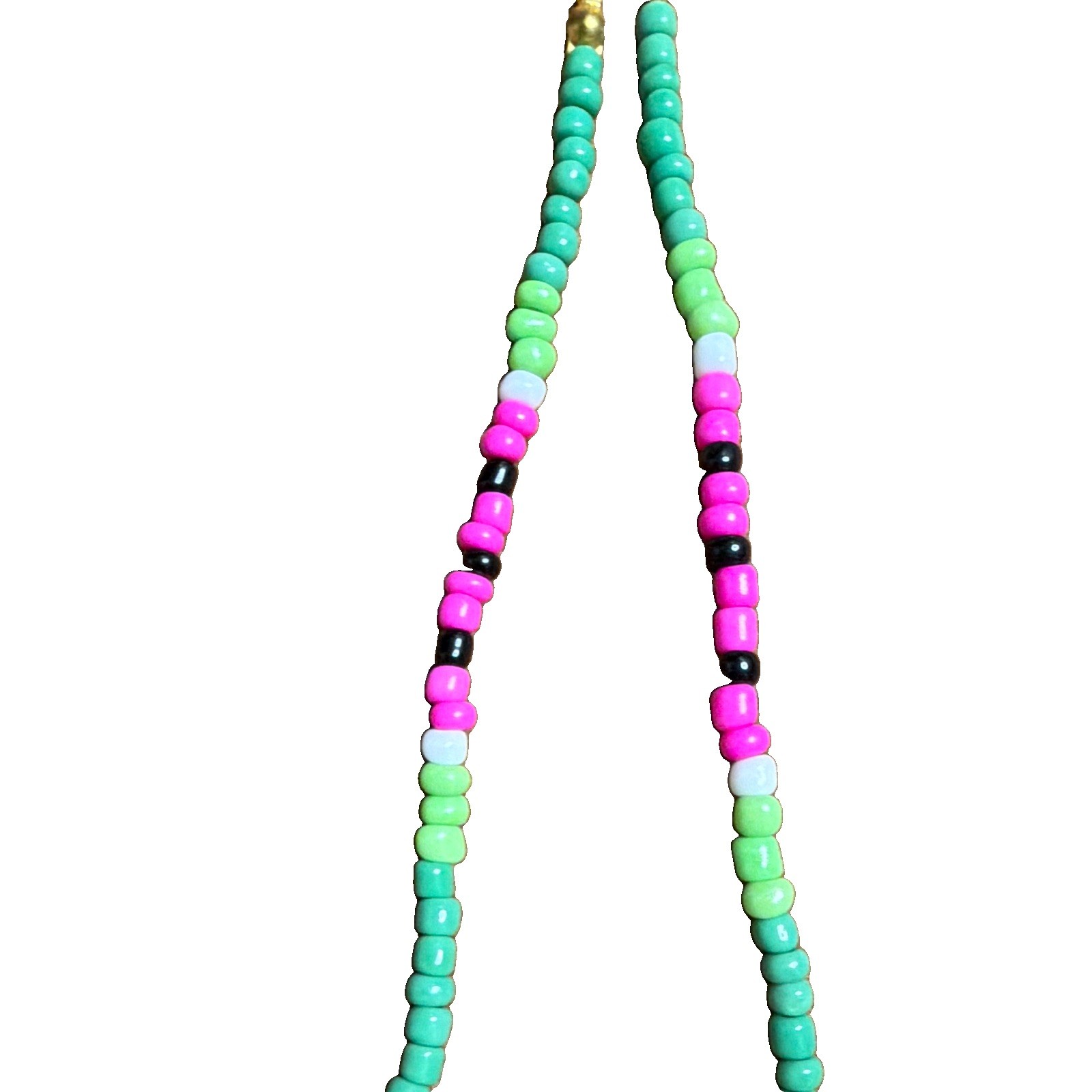 Watermelon Seed Bead Choker Necklace 14inches Gold Tone Clasps Summer Style