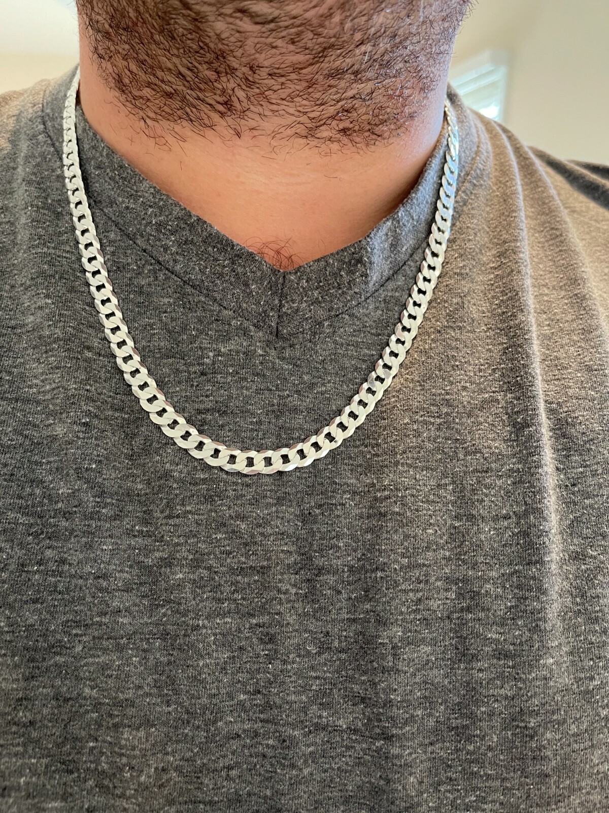 Solid 925 Sterling Silver Men’s Miami Cuban Link Chain Necklace 8mm ITALIAN MADE