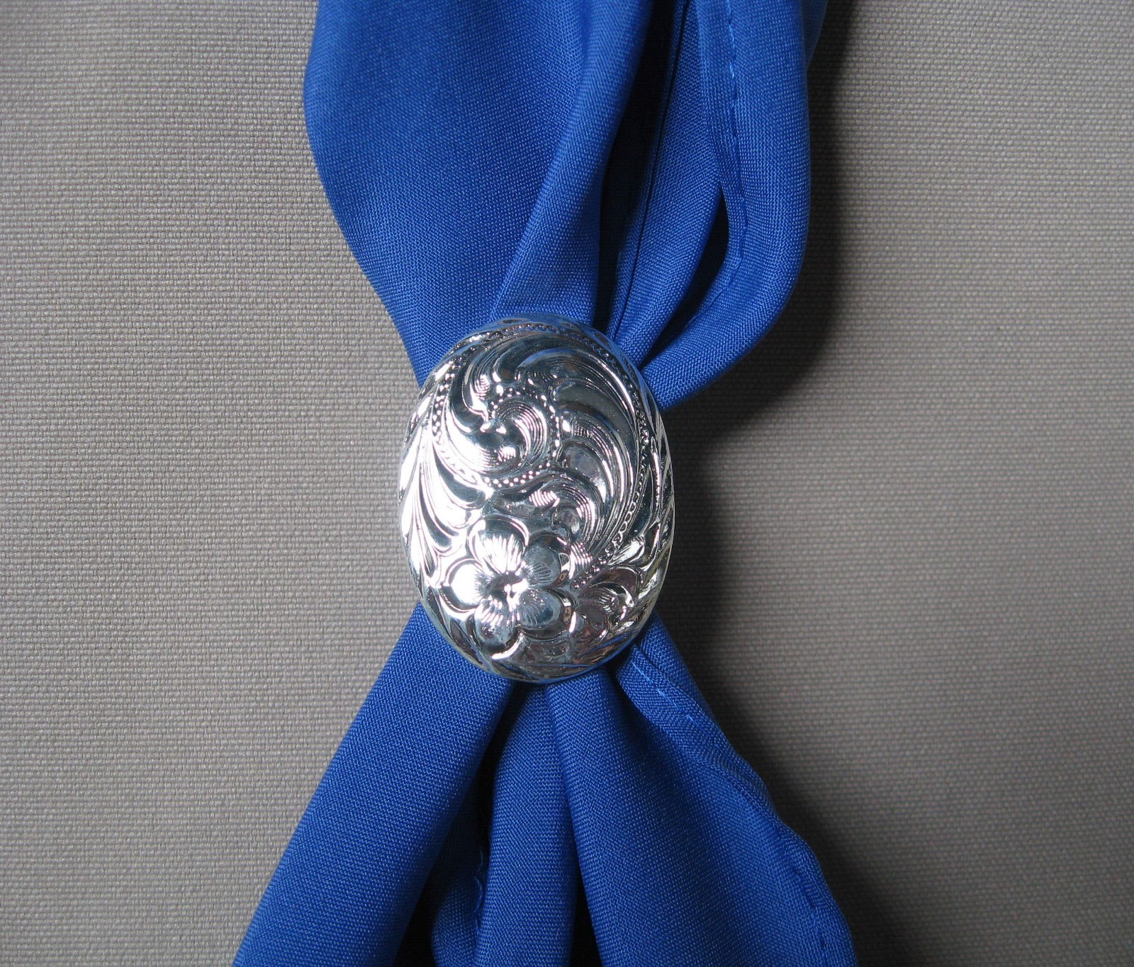 Scarf apache tie slide silver color western square dance cowboy oval rodeo NEW