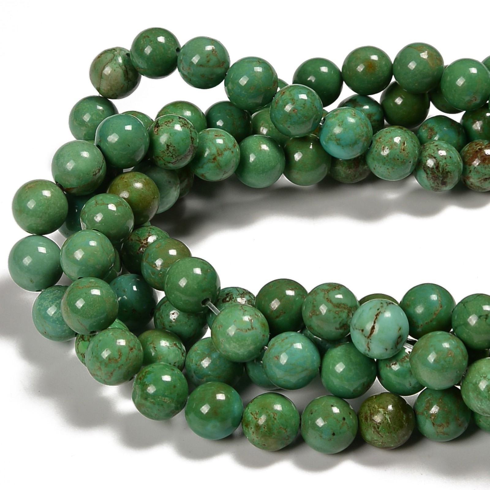 Dark Green Turquoise Smooth Round Beads Size 4mm 6mm 8mm 10mm 15.5” Strand