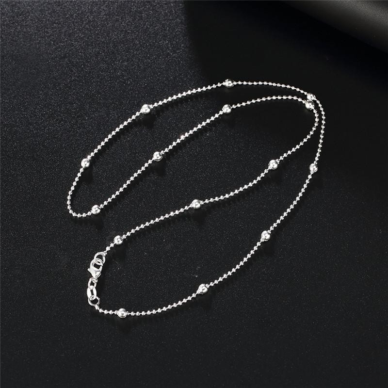 925 Sterling Silver 4mm Smooth Bead Ball Chain Necklace Men Women Jewelry