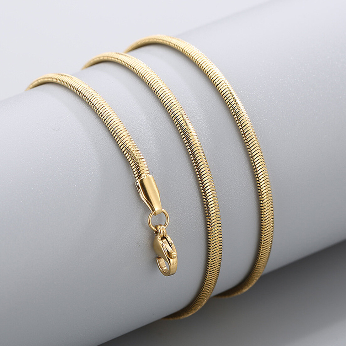 3/4/5/6/8mm New Fashion 316L Stainless Steel Flat Snake Chain Necklace Women Men