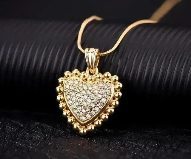 2Ct Round Cut White Moissanite Fancy Women’s Pendant 14K Yellow Gold Plated