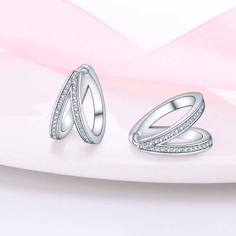 KUNSIR Double Hoop Earrings Silver Huggie Hoop Earrings For Women Loop Earrings