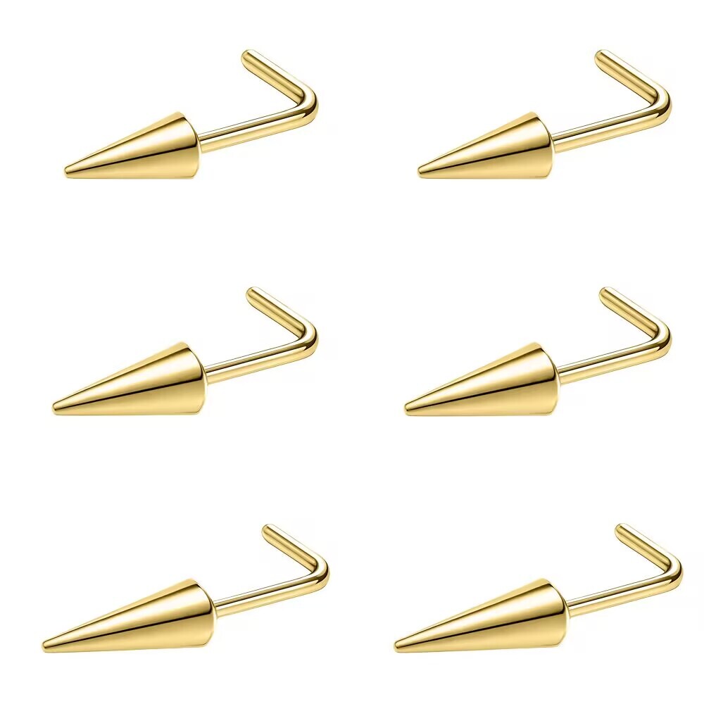 6 Pcs/lot 20g Stainless Steel Spike Nose Stud L/S-Shape Nostril Piercing 6-10MM
