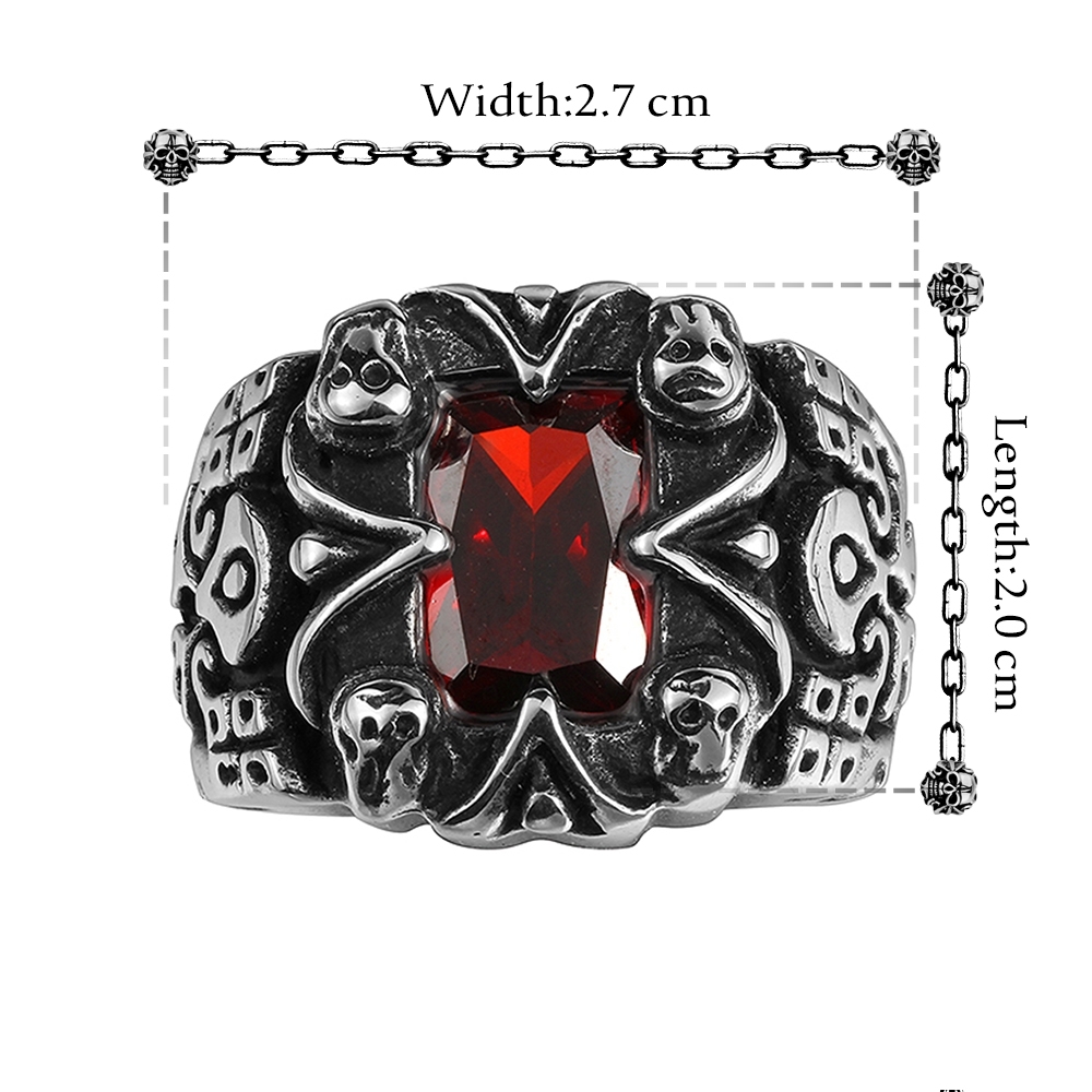 Stainless Steel Gothic Biker Tribal Ring Black Red Men’s UnIsex B202