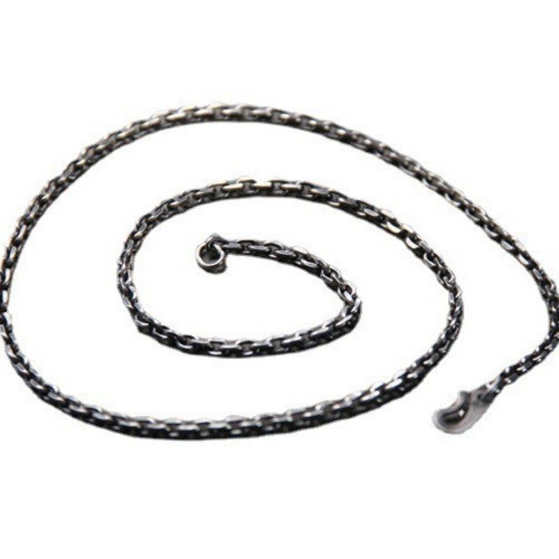 Oxidized Thai Silver Chain, S925 Sterling Vintage Rolo Necklace for Pendants