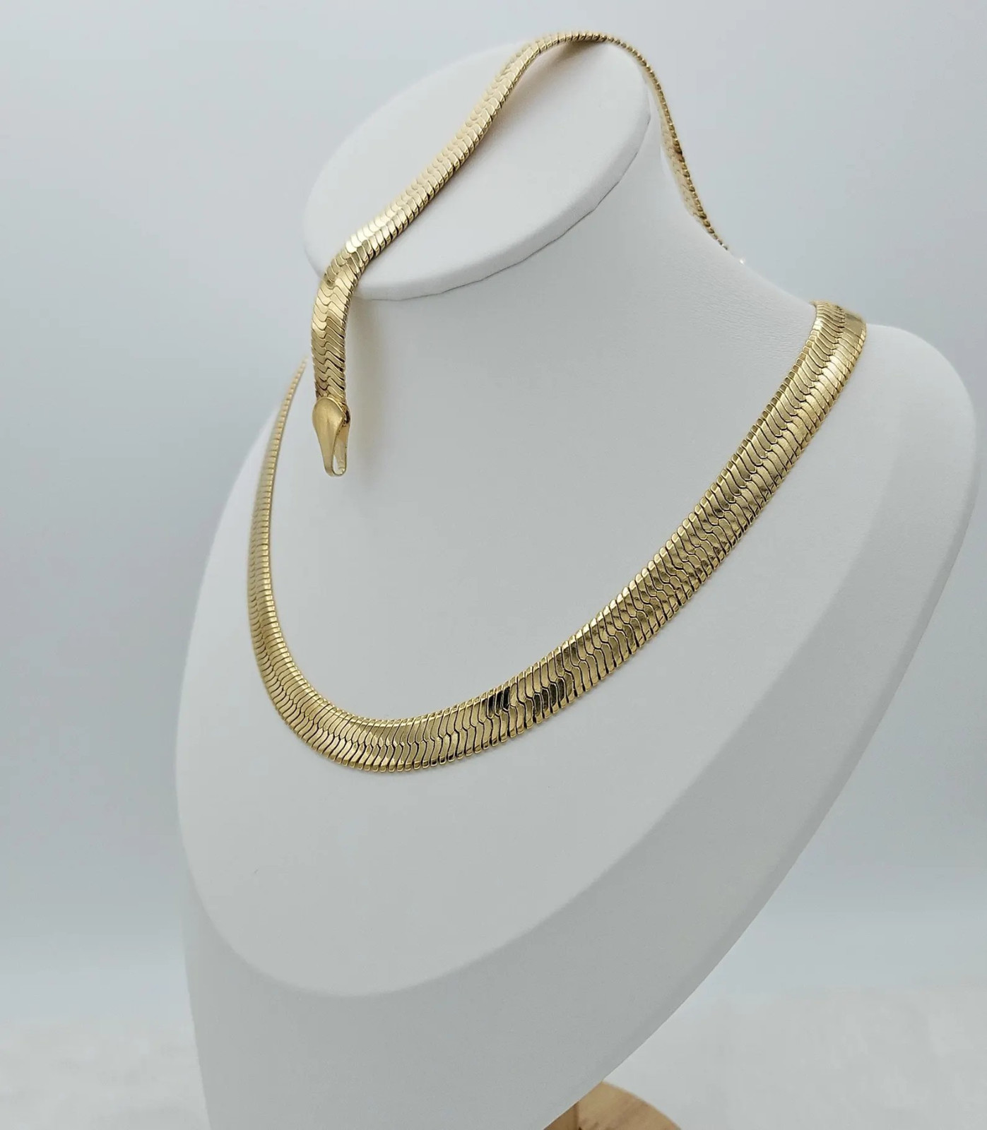 Gold 9mm Herringbone Necklace & Bracelet Set, 14k Heavy Plated
