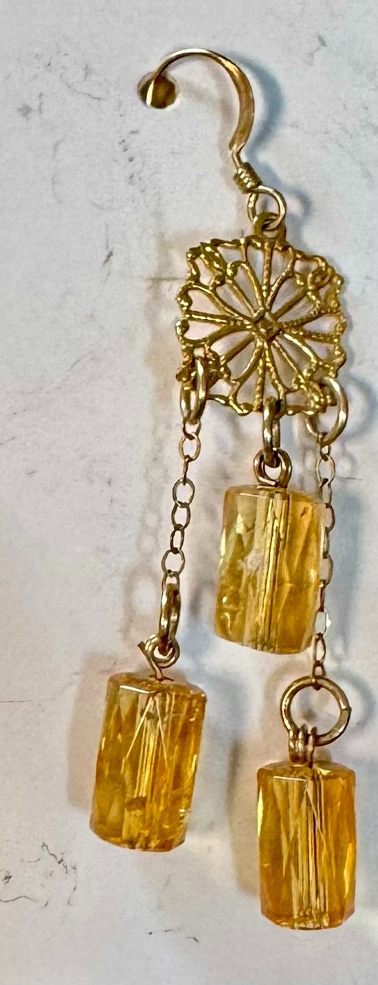 Handcrafted Earrings by USA Artist Gold Filled Earwires Genuine Citrine Beads