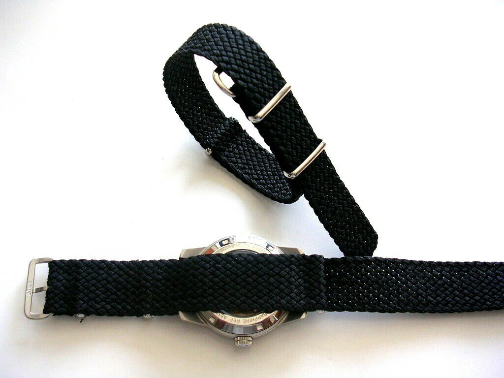 20mm Black Braided SS NATO g10 ® Nylon RAF pilot watchband Diver strap IW SUISSE