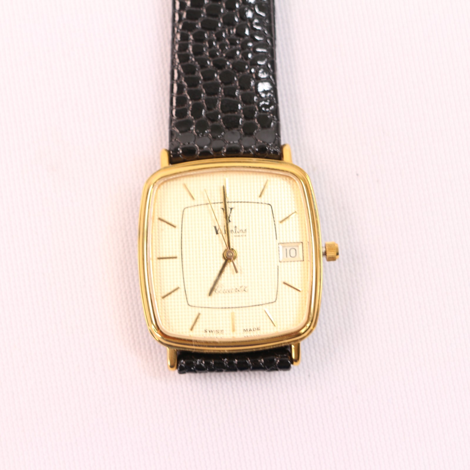 Vintage 1980s VALENTINO Roberto New Old Stock Tank Gold Plated Quartz 25mm Watch