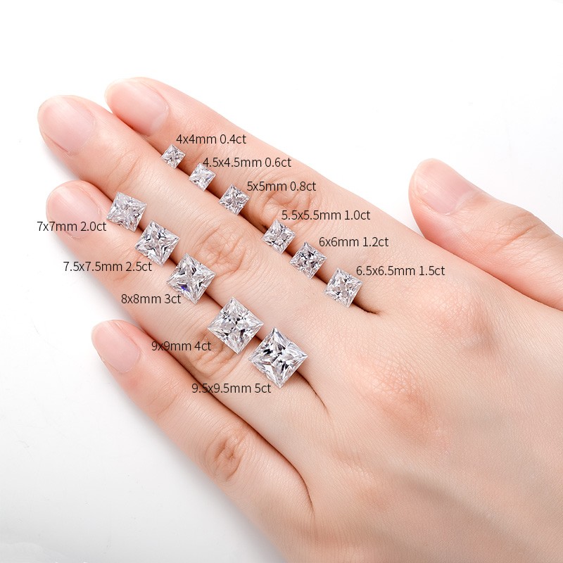 US Pass Test Princess Cut 0.1-5ct Moissanite Loose 1-5pcs GRA VVS1 Wholesale