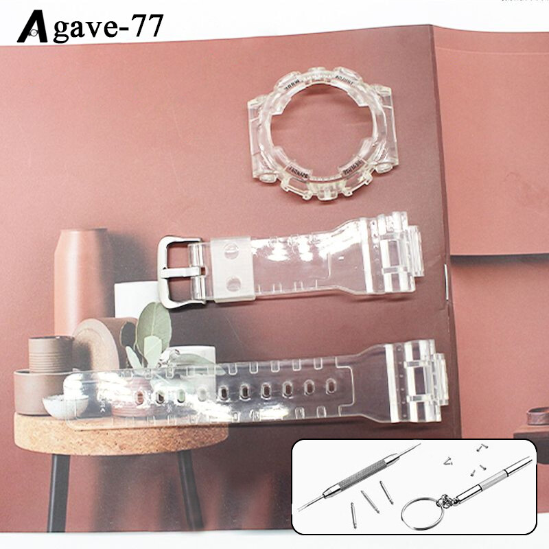 Transparent Watch Strap+Bezel Replacement Band For Casio GMA-S110/S120/S130/S140