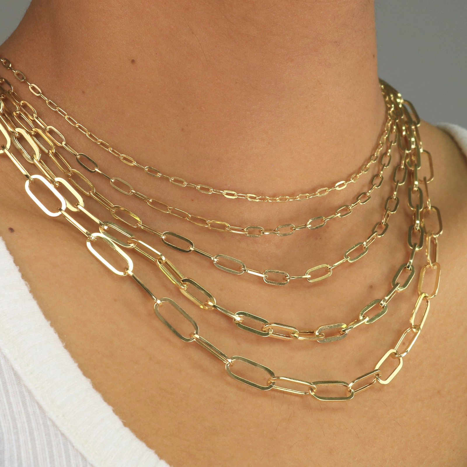 10k Yellow Gold Paperclip 2mm-9mm Chain Cable Rolo Necklace Mens Womens 16″-30″