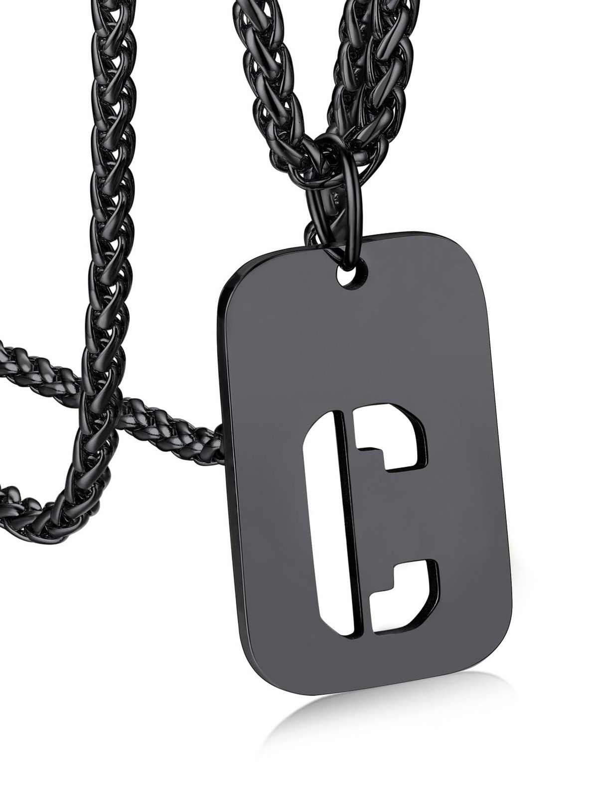 Bandmax Black Stainless Steel Initial Pendant Necklace C Chain Pendant for Me…