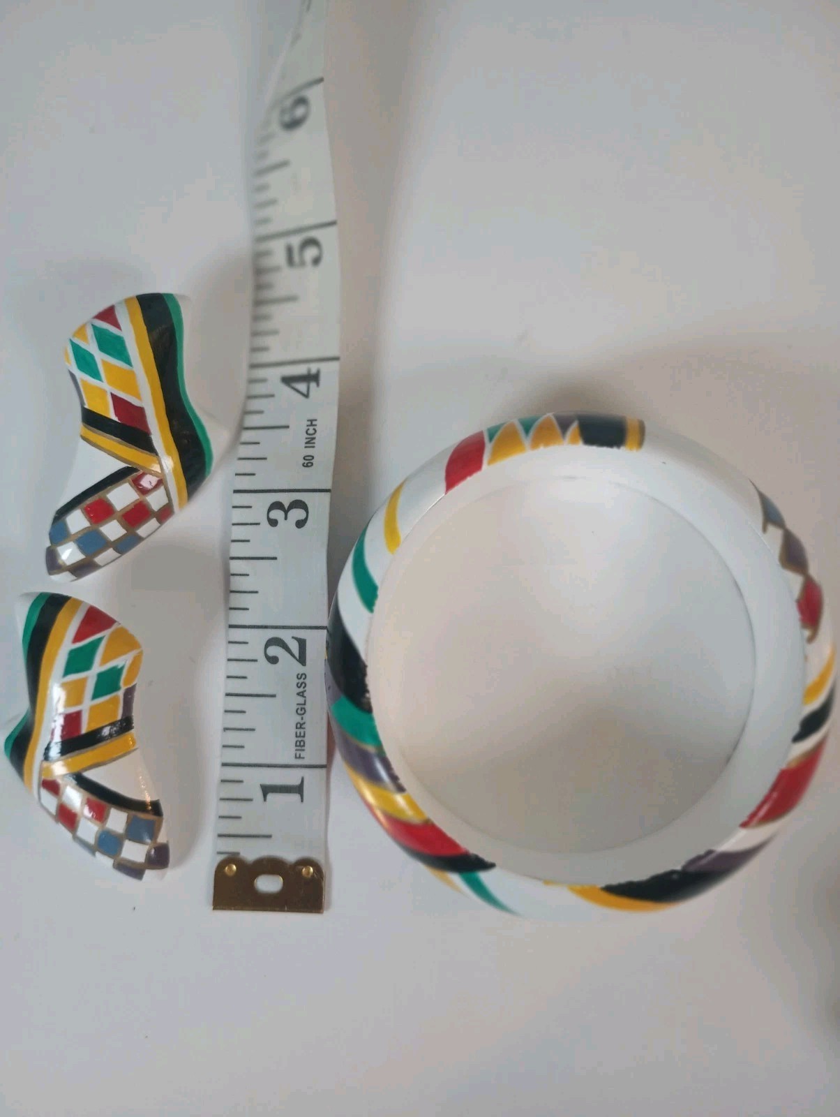 Multicolor Geometric Bracelet & Earrings Set & Red Heart Glass Pendant Necklace