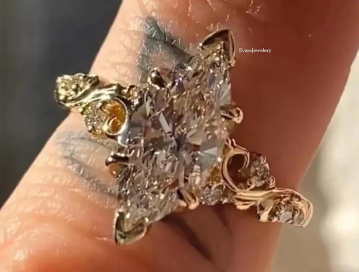 4.30Ct Marquise-Cut Lab Grown Diamond Solitaire Engagement Ring 14k Yellow Gold
