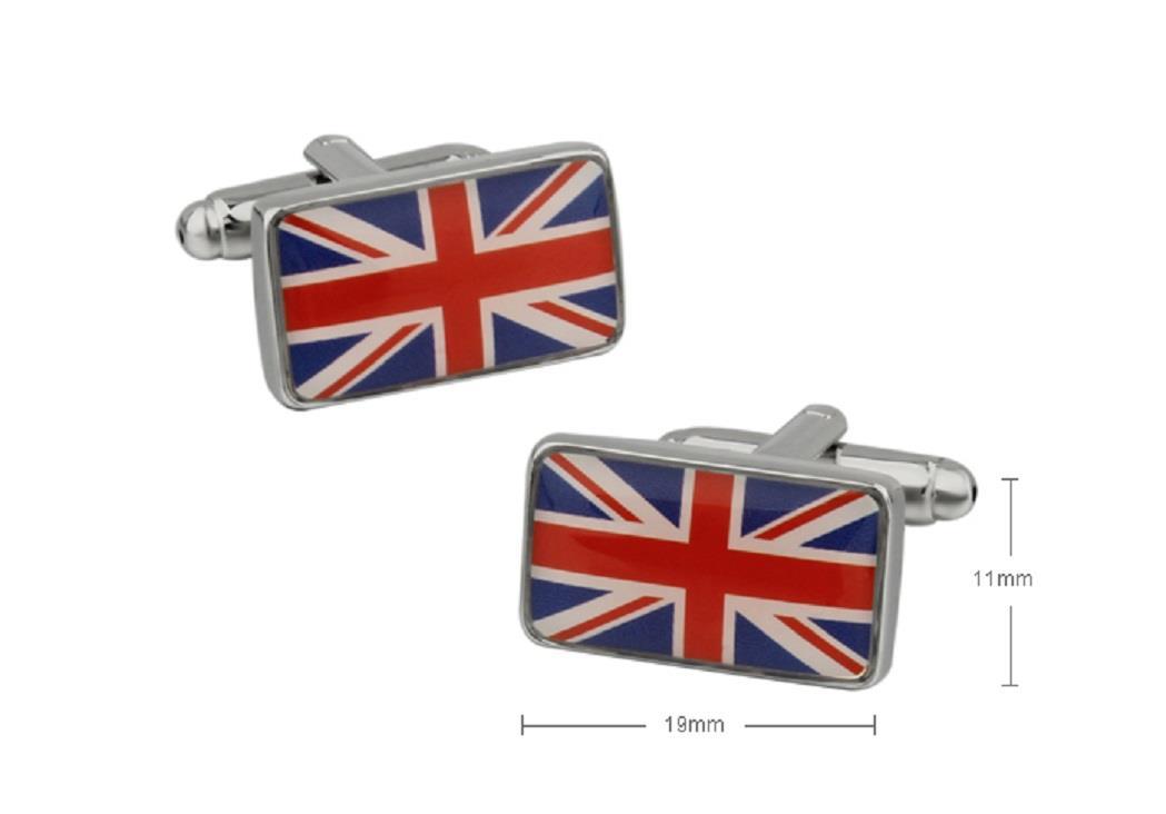 United Kingdom Flag Great Britain Pair Cufflinks Gift Box & Polishing Cloth