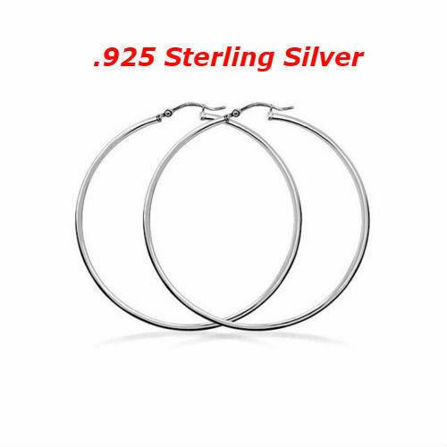S925 Sterling Silver Men’s Women’s Round Pierced Hoop Earrings 23mm 18mm 13mm